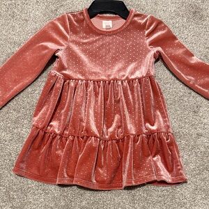 Kensie Girls' Sparkling Velvet Dress in Pink